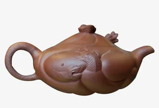 红泥紫砂花壶免抠