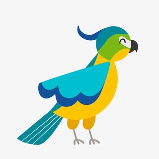 蓝色卡通鹦鹉矢量图免抠