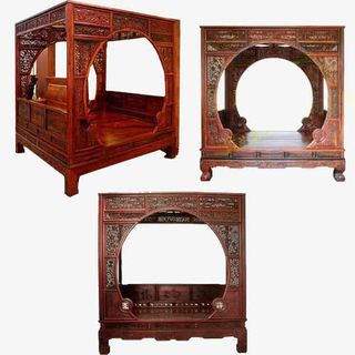 小型月洞门架子床免抠