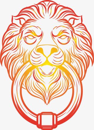 狮子门锁图案矢量图免抠