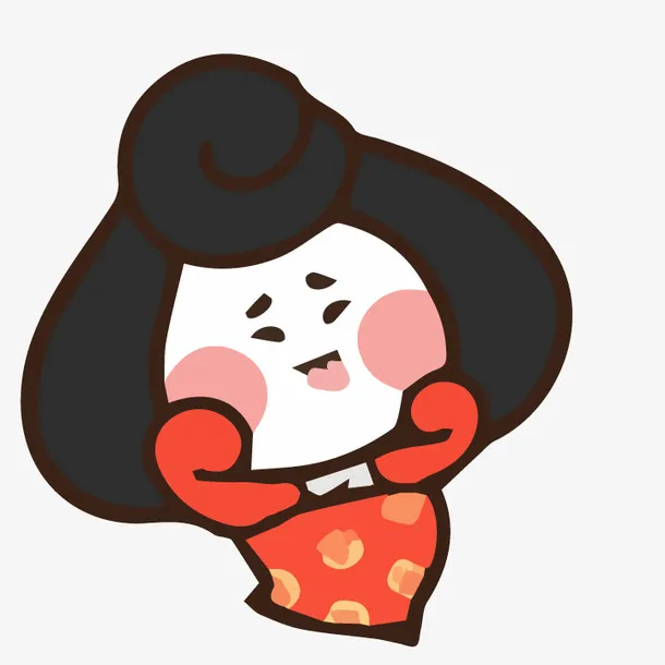 手绘卡通Q版唐代仕女吐舌头免抠免抠