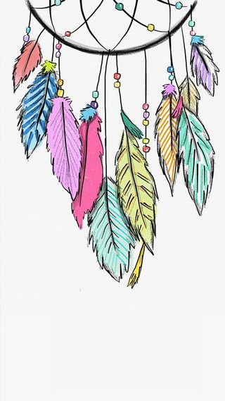 菜鸟图库网-浪漫手绘地中海捕梦网风铃羽毛手绘高清