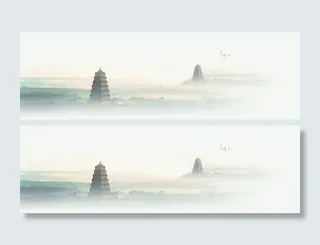 简约中国风西湖清新水墨背景高清