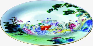 圆形瓷盘嬉闹的儿童中秋免抠