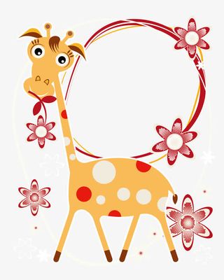 卡通花纹动物装饰图免抠