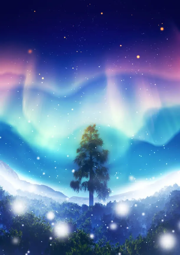 手绘紫色蓝色插画免抠