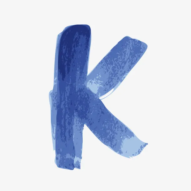 蓝色水墨字母K免抠