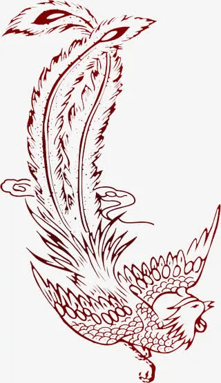 红色手绘花纹免抠