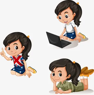 矢量手绘小女该免抠