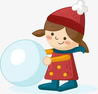 冬季玩雪的小女孩免抠