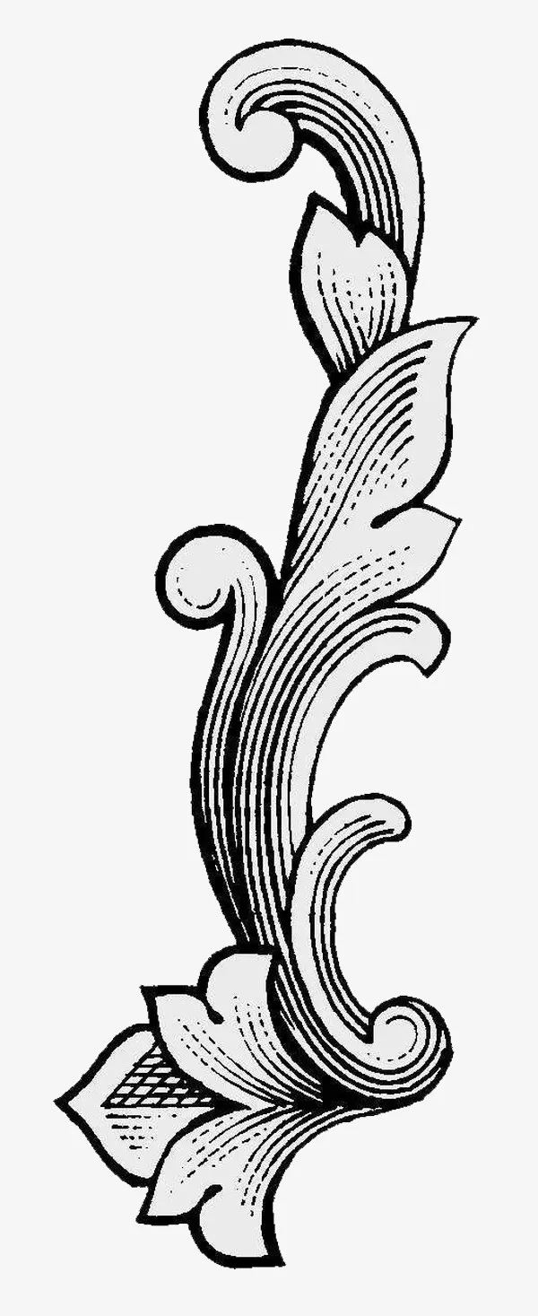 古典白描图案PNG免抠