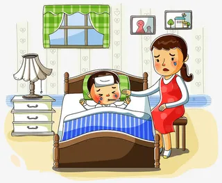 宝宝发烧生病哭闹妈妈着急免抠