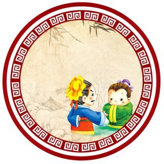 国学经典 卡通古代人物展板背景素材高清
