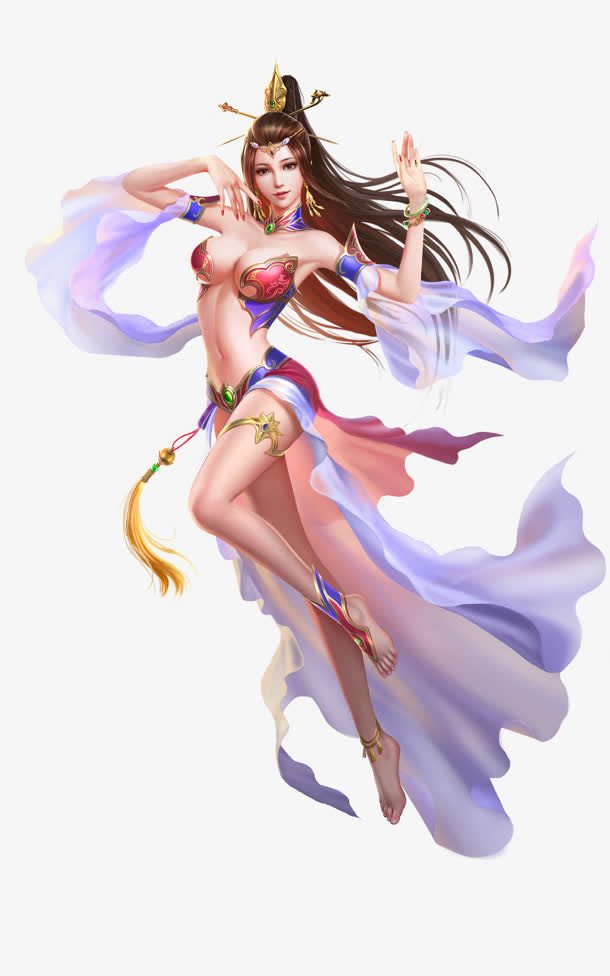 古风玄幻倾国美女游戏原画免抠