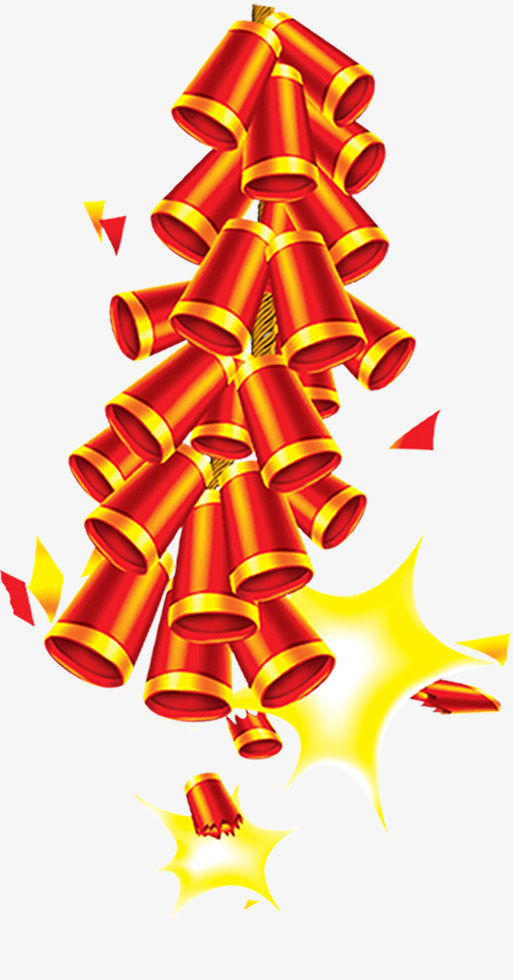新年鞭炮素材炸开鞭炮1免抠