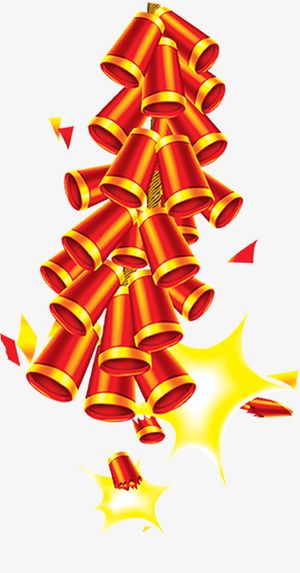 新年鞭炮素材炸开鞭炮1免抠