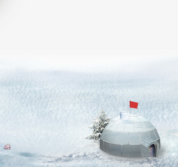 雪地上的蒙古包免抠