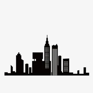 城市，剪影，黑白免抠