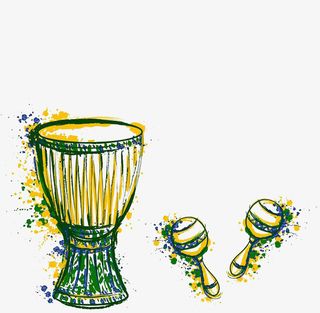 手绘彩色非洲手鼓免抠