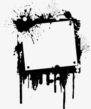 黑色水墨框架免抠