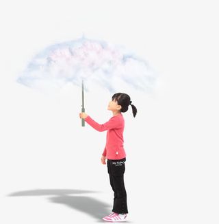 高清创意合成效果白色云朵小女孩免抠