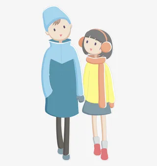一起散步的卡通情侣免抠