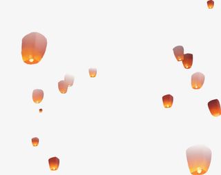 中秋季孔明灯景观免抠