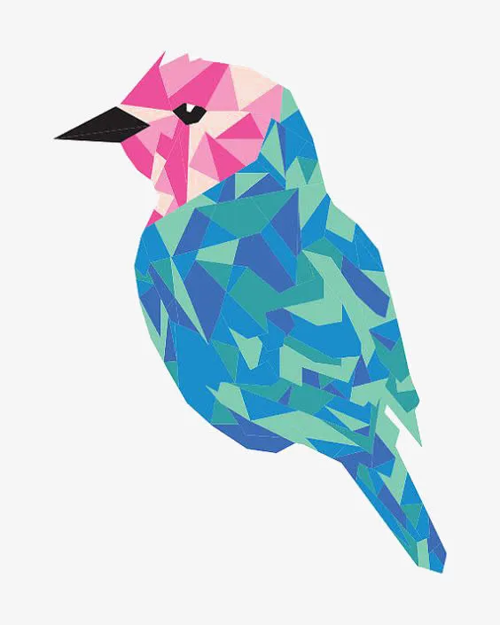 渐变色小鸟插画免抠