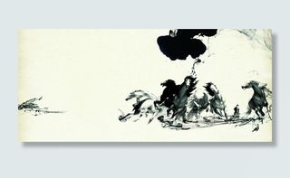 水墨画线描中国风平面广告高清