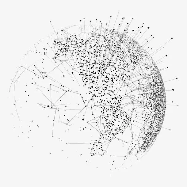 科技感黑白点线状地图免抠