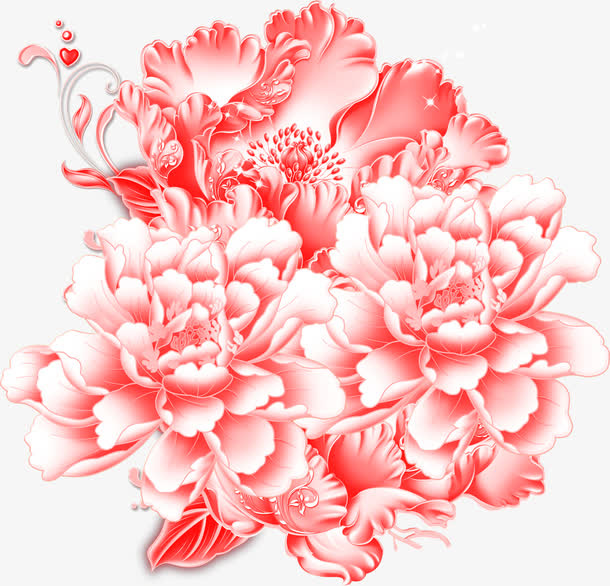 红色春天精美花朵免抠