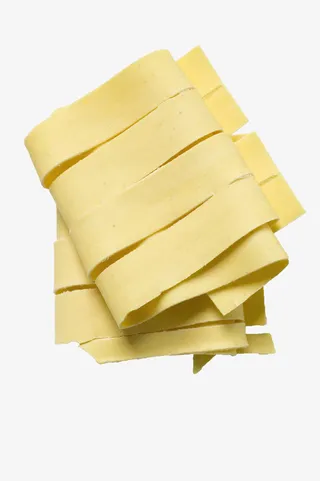 黄色几何切段宽面条免抠