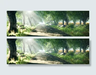 绿色道路清爽淘宝海报背景