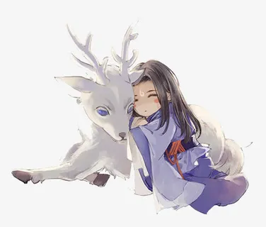 手绘卡通人物梅花鹿免抠