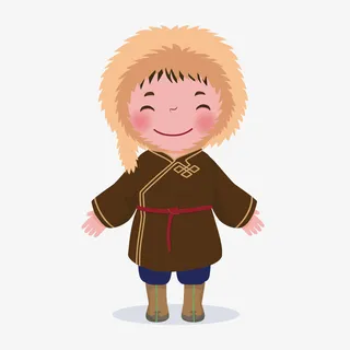 穿厚衣服的卡通儿童免抠