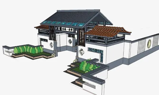 中国风庭院设计免抠