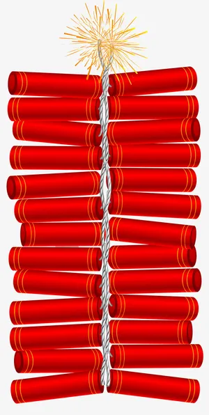 春节红色大串鞭炮免抠