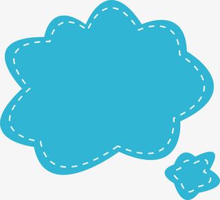 蓝色云朵对话框免抠