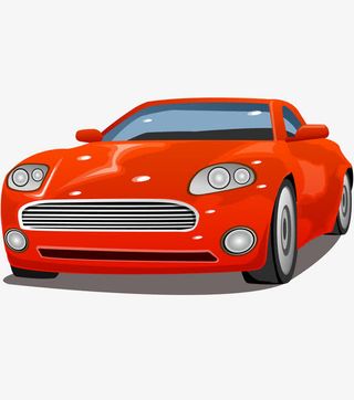 卡通红色小轿车矢量图免抠