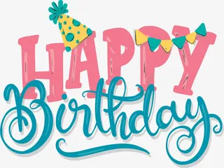 红蓝色英文生日快乐免抠字体元素