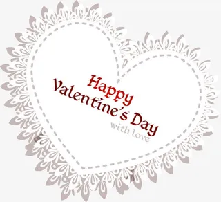 白色蕾丝花边心形边框免抠