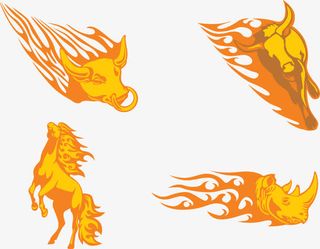 火焰公牛骏马动物特效免抠