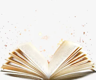 翻开的书本发光的点点免抠