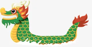 端午节帅气绿色龙舟免抠