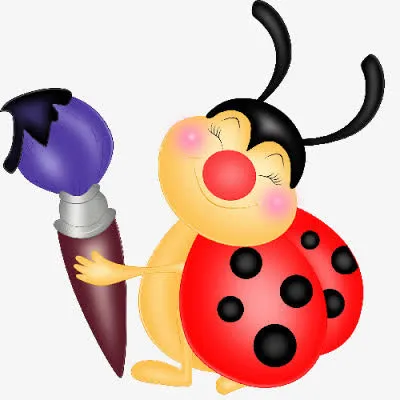 拿画笔的七星瓢虫免抠