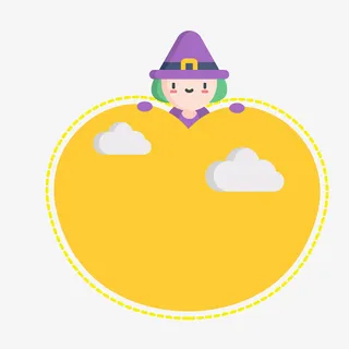 万圣节可爱女巫边框元素免抠