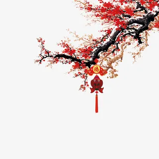 红色梅花喜庆素材免抠