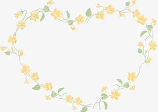 手绘黄色花朵爱心免抠