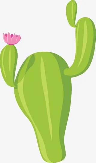 春天卡通绿色仙人掌免抠