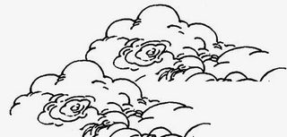黑色线条云朵七夕免抠